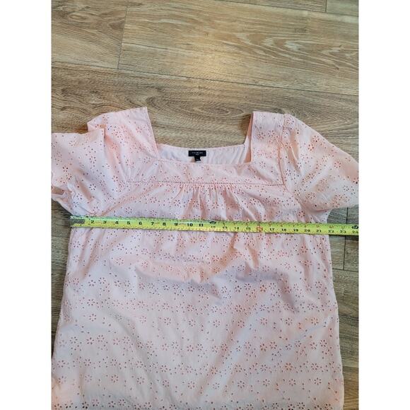 Talbots Peach Eyelet Blouse Sz XL Petite - Picture 6 of 11